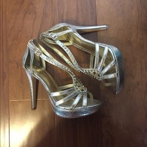 ALDO Gold Strappy Embellished Heels